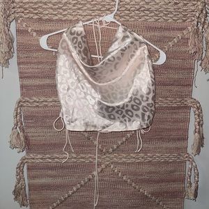 Shein satin leopard lace up top